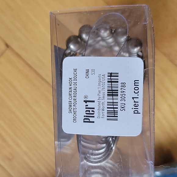 Pier 1 Shower Curtain and 12 Shower Hooks - Picture 8 of 9